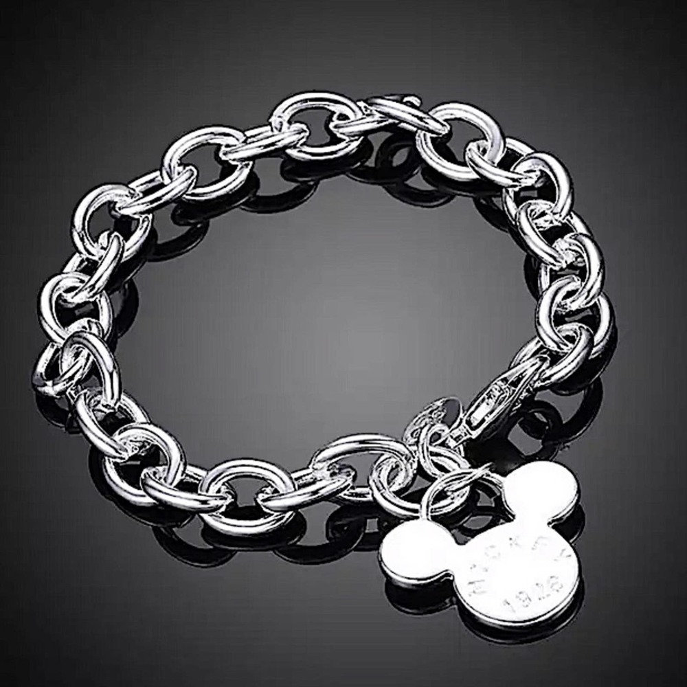 Sterling Silver Mickey Mouse Charm Bracelet - Picture 4 of 8